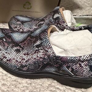 Align Snakeskin-Pattern Slip-On Comfort Shoes - Black, Purple, Gray